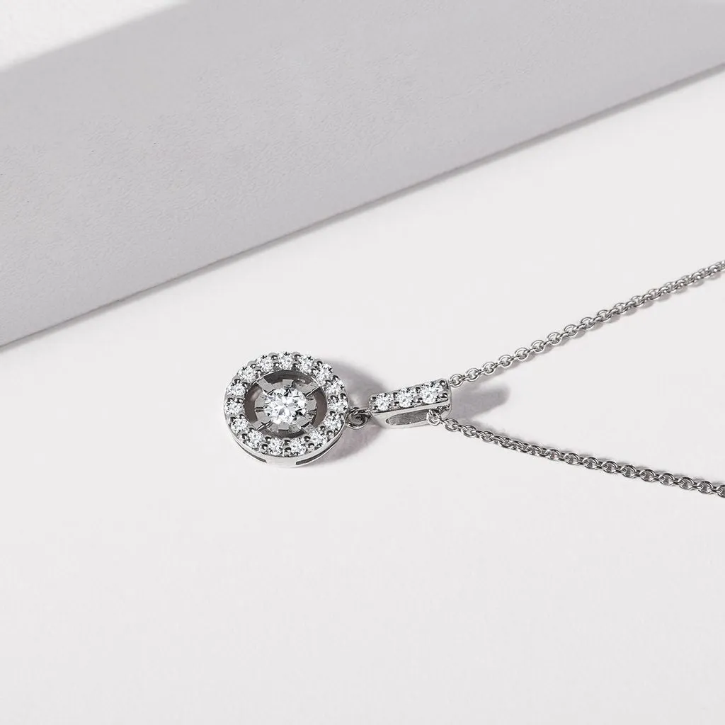 0.34 TCW Round Moissanite Diamond Halo Pendent Necklace