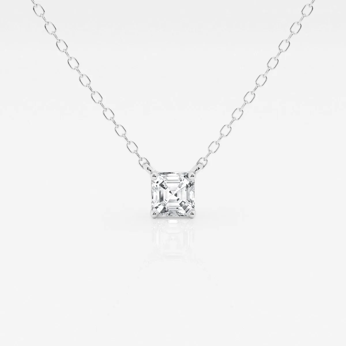 0.50 CT Asscher Moissanite Diamond Solitaire Necklace