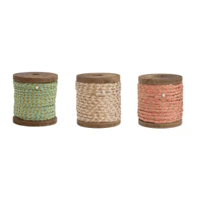 10 Yard Cotton Cord w/ Gold Metallic Thread on Wood Spool - 3 Color Options