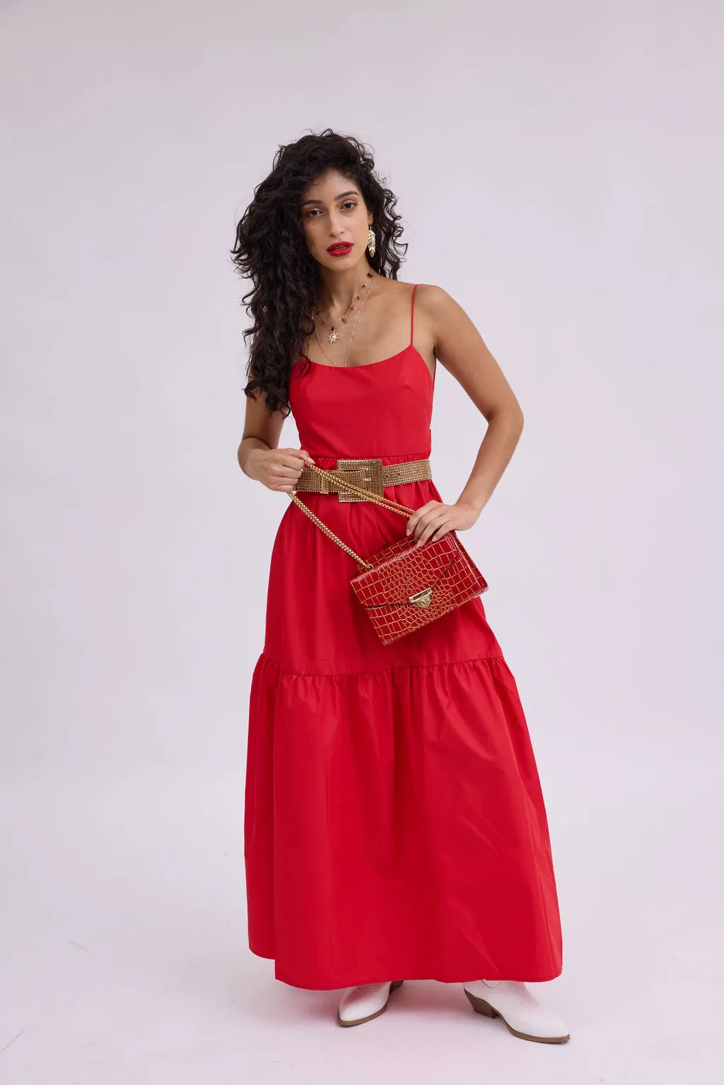 1718 - Vegan Patent Leather Crossbody Bag with Gold Chain
