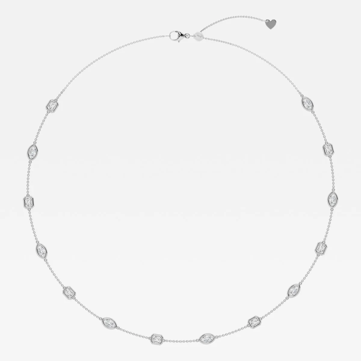 2.80 TCW Marquise & Emerald Moissanite Diamond Bezel Style Necklace