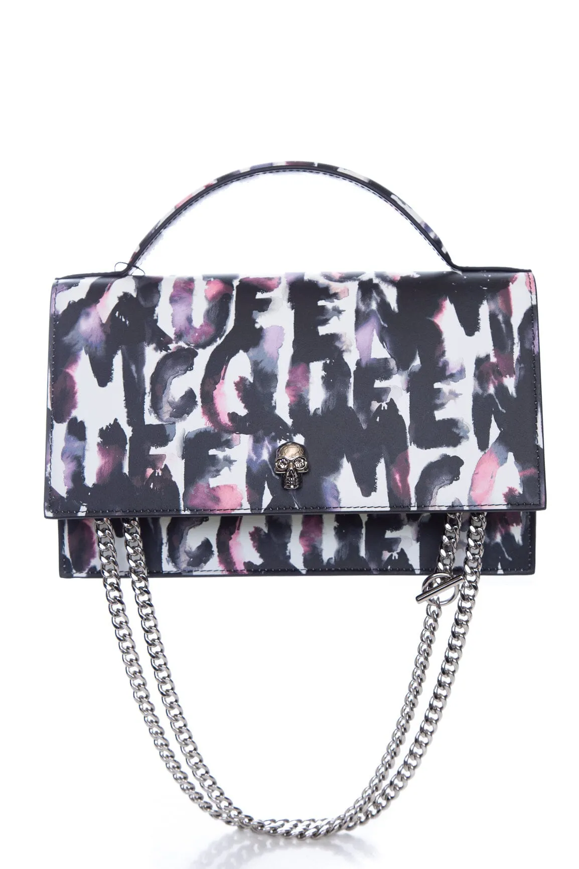Alexander McQueen Multicolor Skull Graffiti Top Handle Handbag