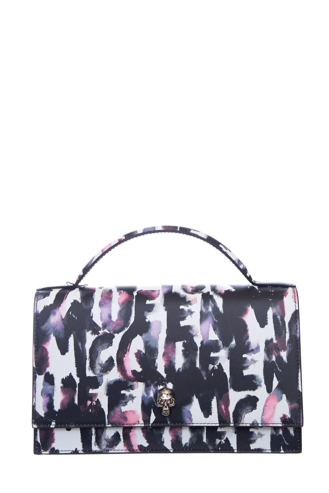 Alexander McQueen Multicolor Skull Graffiti Top Handle Handbag