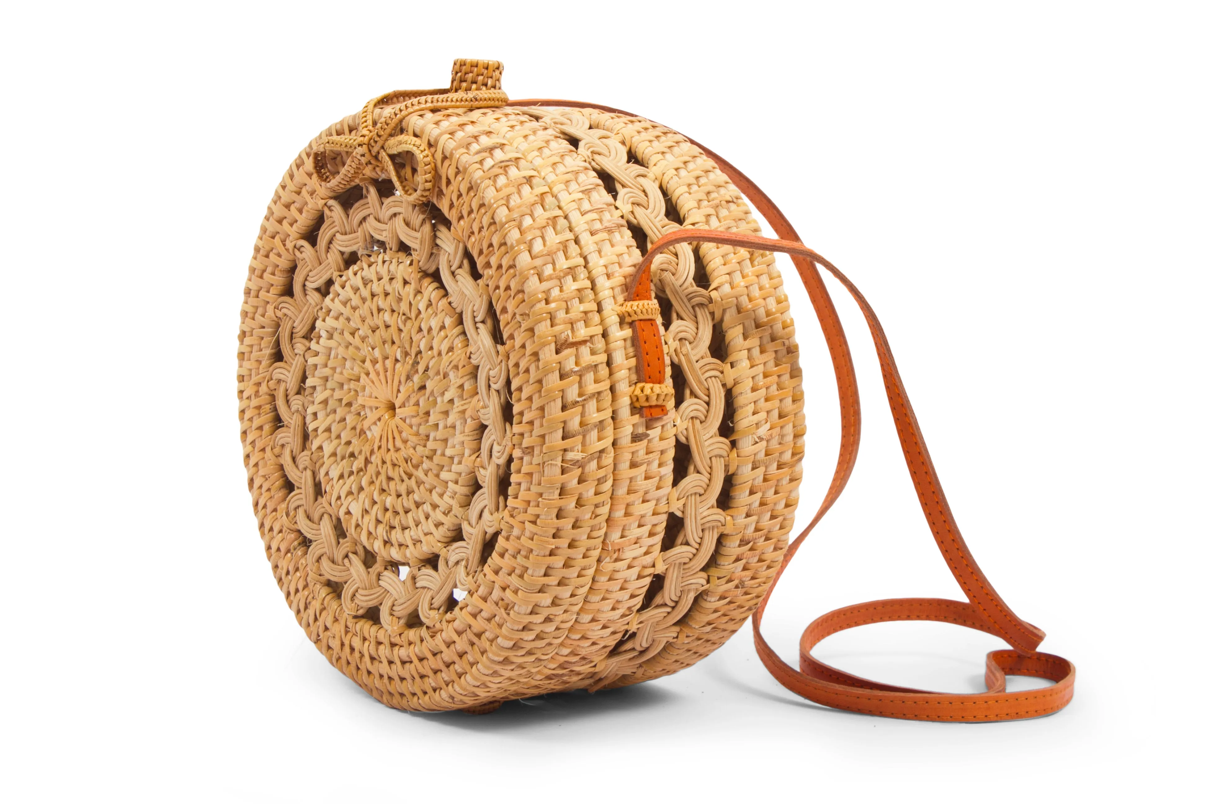Classic Pattern Round Rattan Bag