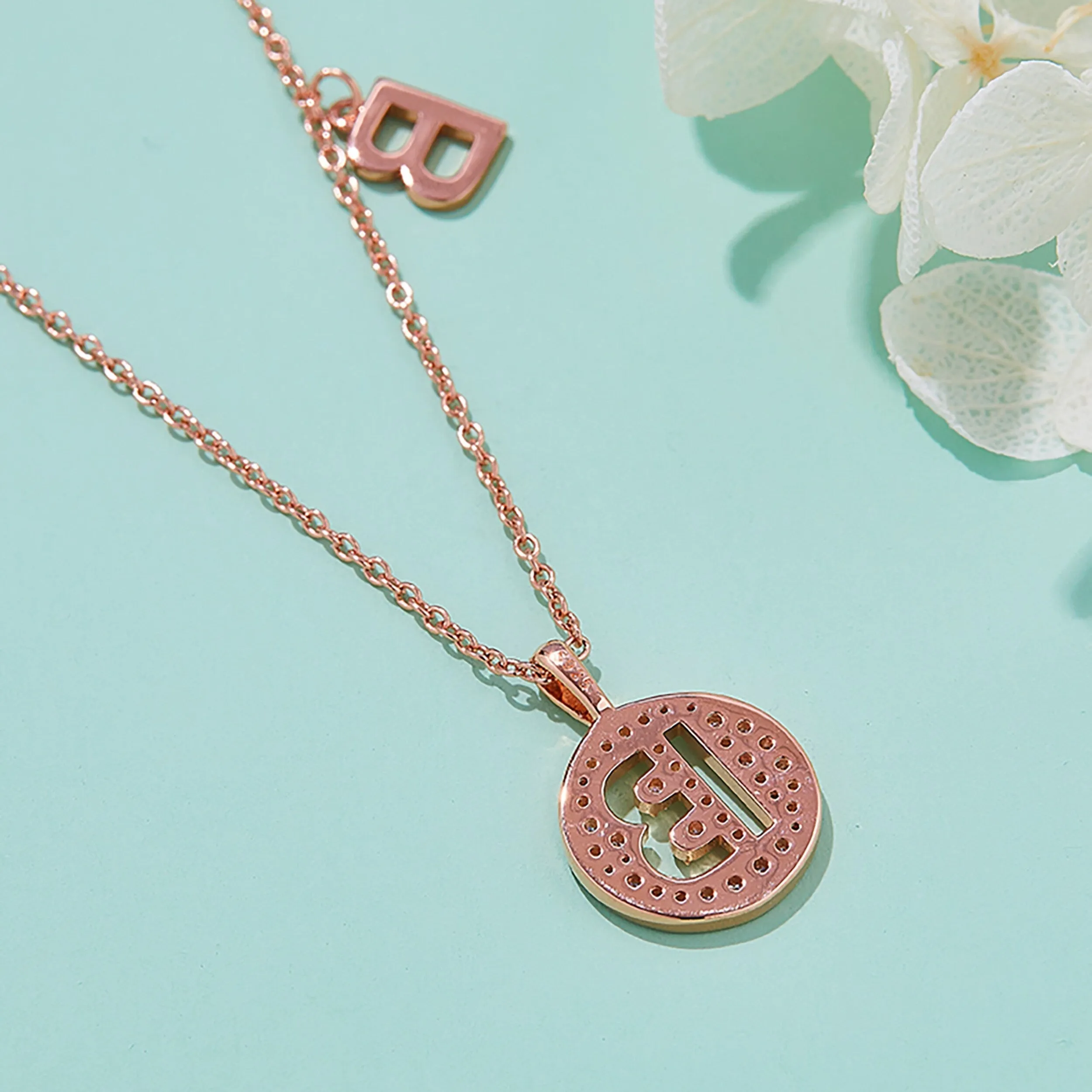 Customized B Letter Moissanite Diamond Necklace