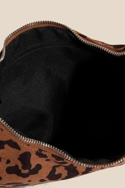 Fame Leopard Middle Stitch Zipper Handbag