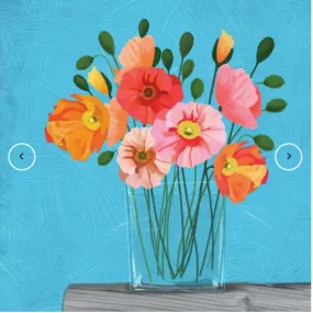Greeting Card - Poppies on a Blue Background