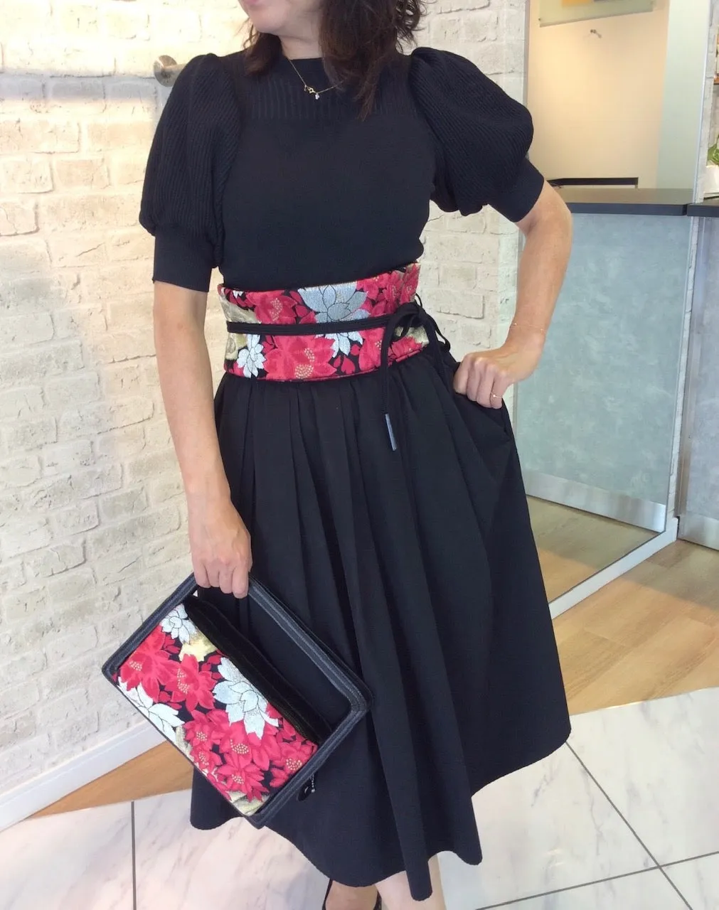 HANDBAG KOTO KIMONO obi BAG red
