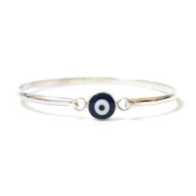 Silver Cuff Evil Eye Bracelet