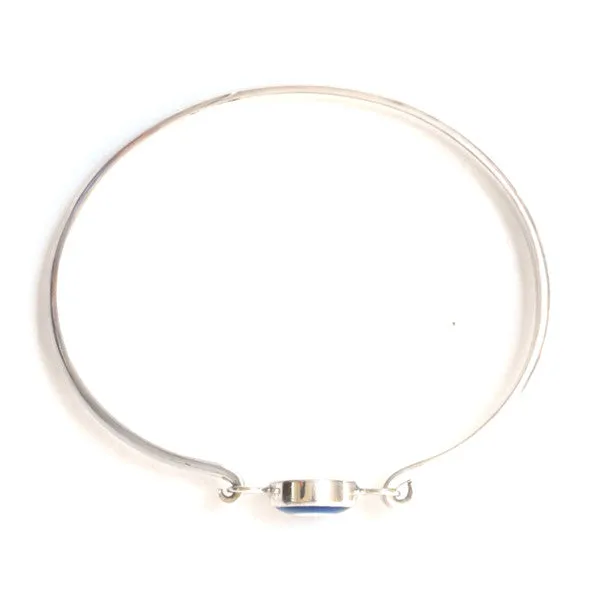 Silver Cuff Evil Eye Bracelet