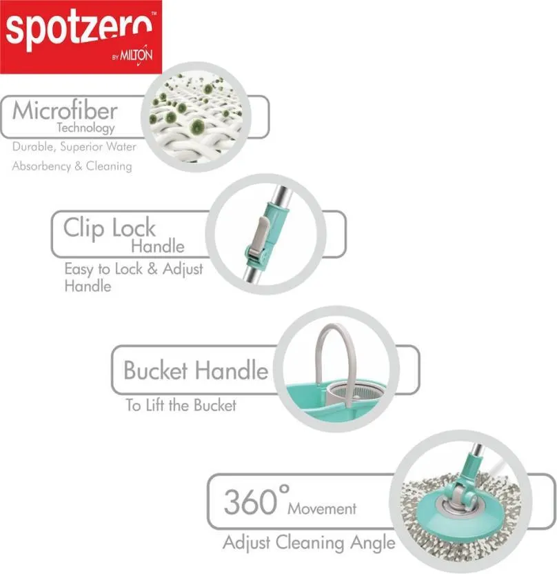 Spotzero By Milton Compact Spin Mop, Aqua Green