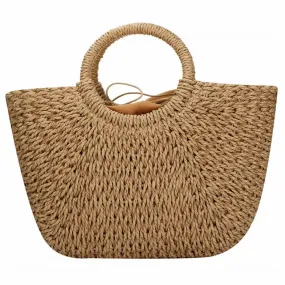 Straw Travel Bag Wicker Beach Handbag