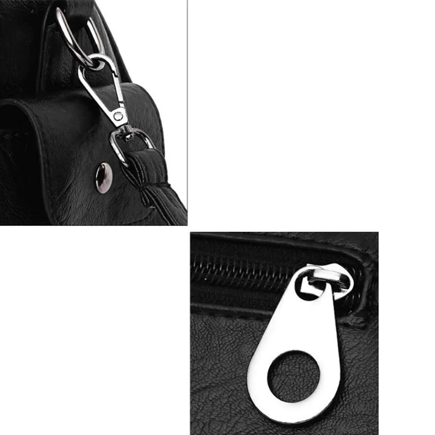 Vintage Women Handbag With Star Pendant / Soft Leather Shoulder Bag / Multi-pocket Top-handle Bag