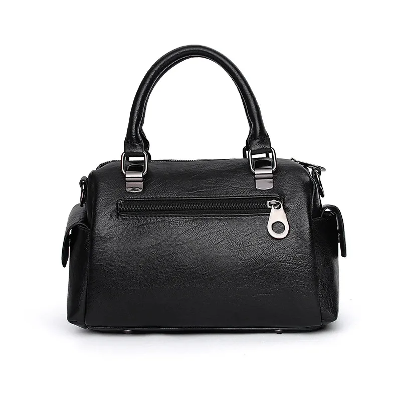 Vintage Women Handbag With Star Pendant / Soft Leather Shoulder Bag / Multi-pocket Top-handle Bag