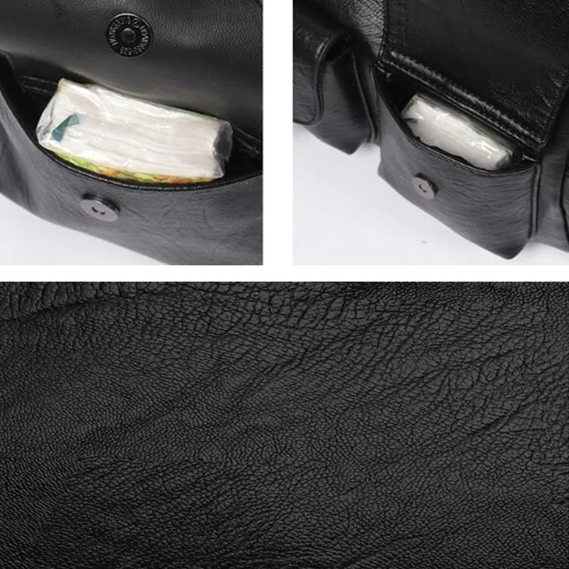 Vintage Women Handbag With Star Pendant / Soft Leather Shoulder Bag / Multi-pocket Top-handle Bag